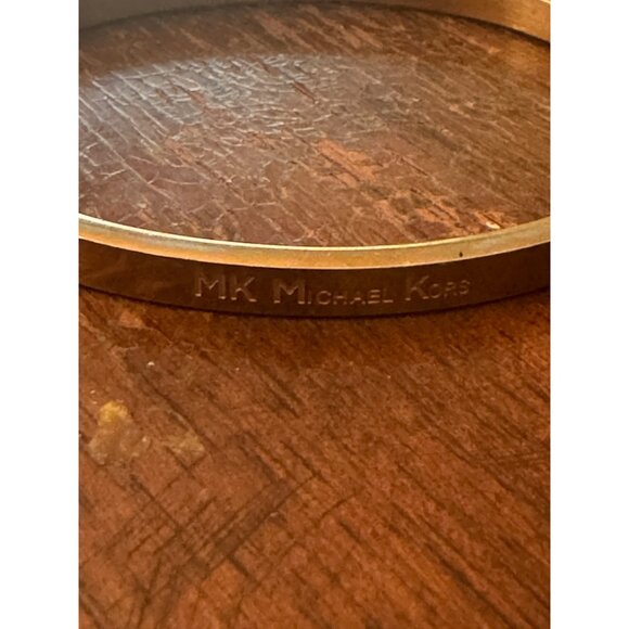 Michael Kors MK Logo Gold-Tone Metal Hinged Bangle Bracelet - Picture 8 of 8